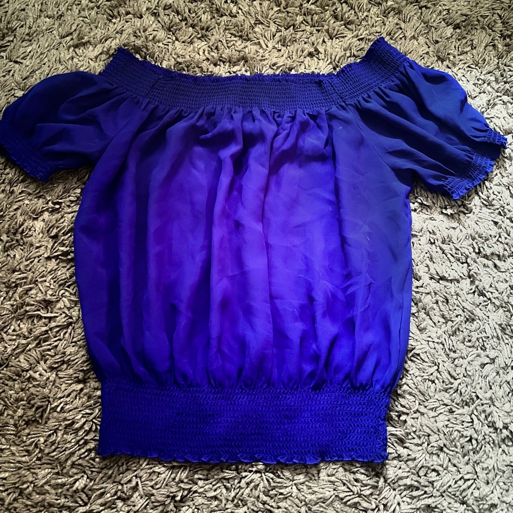 Forever 21 Sheer blue off the shoulder top
